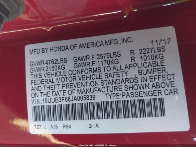 2018 ACURA TLX 19UUB3F68JA005839 Photo 8