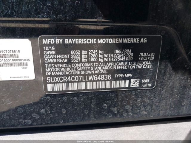 5UXCR4C07LLW64836 BMW X5 Sdrive40i