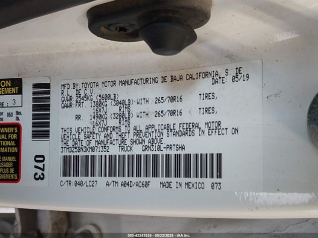 3TMDZ5BN3KM071352 Toyota Tacoma Trd Off Road