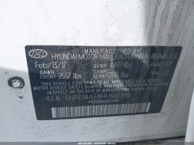 5NPE24AF8HH560390 Hyundai Sonata