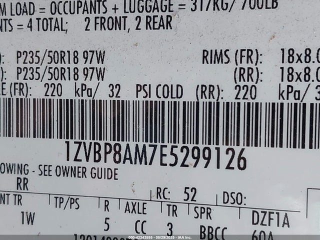 1ZVBP8AM7E5299126 Ford Mustang
