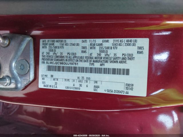 5LMCJ2C98GUJ19751 Lincoln MKC SELECT