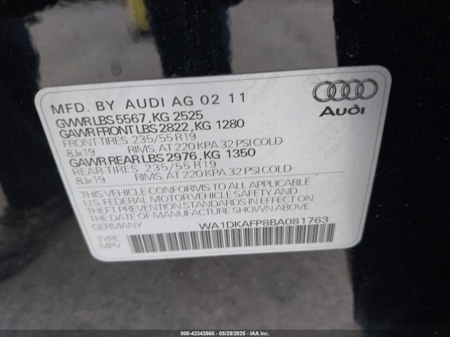 2011 AUDI Q5 WA1DKAFP8BA081763 Photo 8