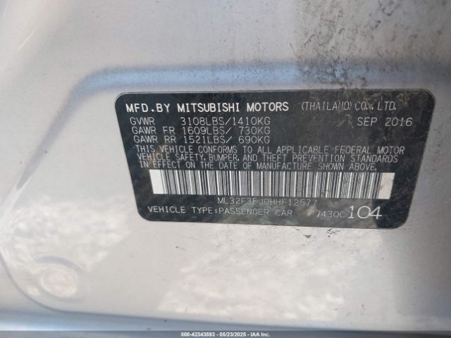 2017 MITSUBISHI MIRAGE G4 ML32F3FJ0HHF12577 Photo 8