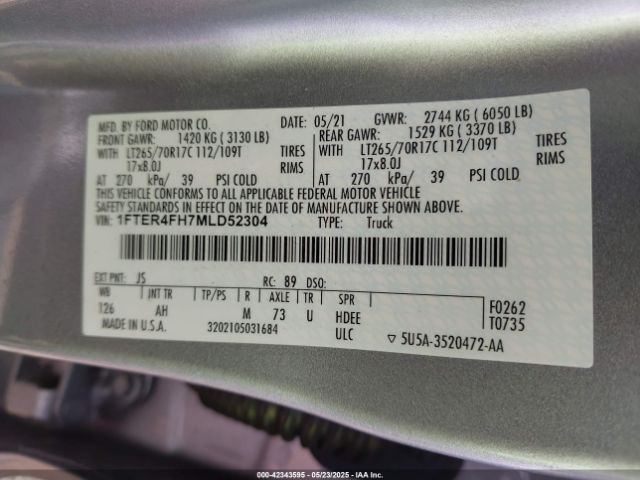 2021 FORD RANGER 1FTER4FH7MLD52304 Photo 8