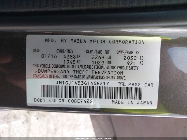 JM1GJ1V53G1468217 Mazda Mazda6 I Touring