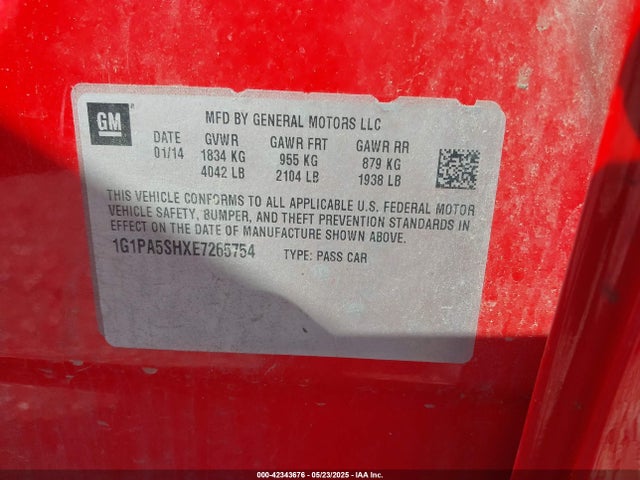 1G1PA5SHXE7265754 Chevrolet Cruze Ls Auto