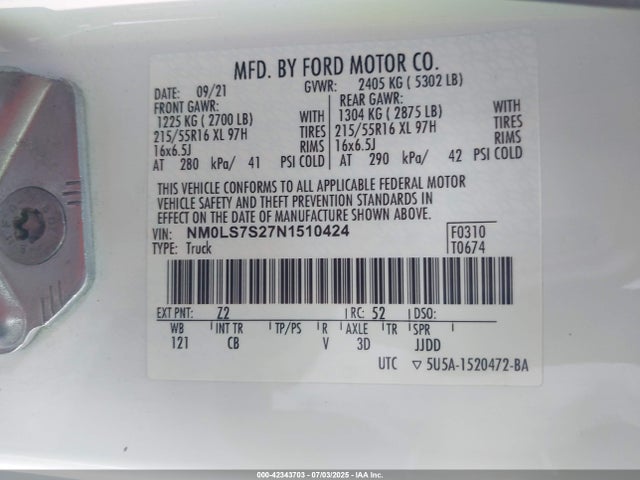 Ford gdi 2022 NM0LS7S27N1510424 Image 9