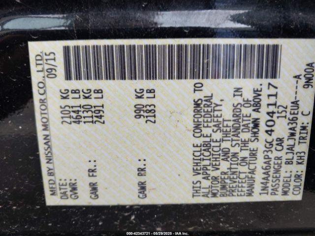 2016 NISSAN MAXIMA 1N4AA6AP3GC404117 Photo 8