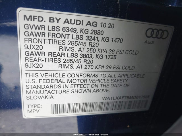 WA1LXAF75MD017825 Audi 55 tfsi (3.0t)