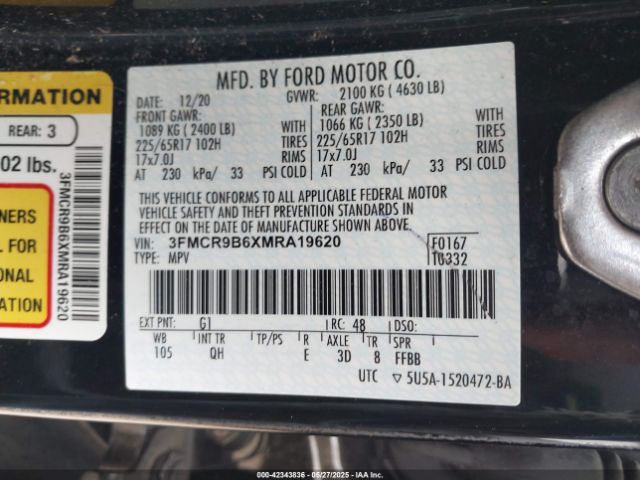 2021 FORD BRONCO SPORT 3FMCR9B6XMRA19620 Photo 8