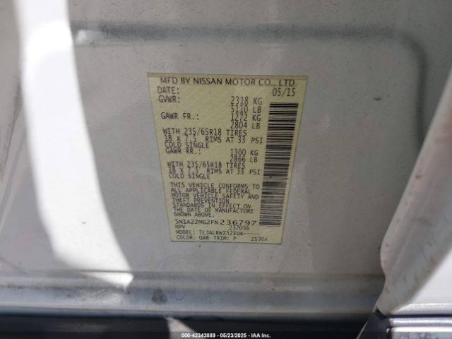 5N1AZ2MG2FN236797 Nissan MURANO SL