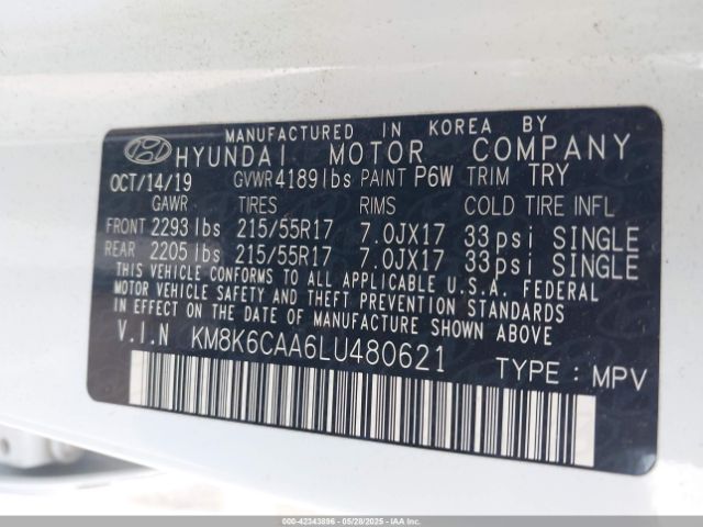 2020 HYUNDAI KONA KM8K6CAA6LU480621 Photo 8