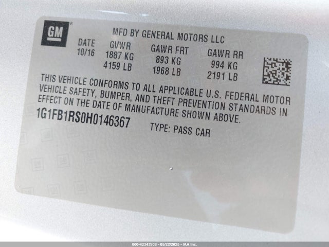 Chevrolet Camaro 1lt 2017 1G1FB1RS0H0146367 Image 9