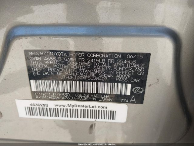 2015 LEXUS IS 250 JTHCF1D2XF5028427 Photo 8