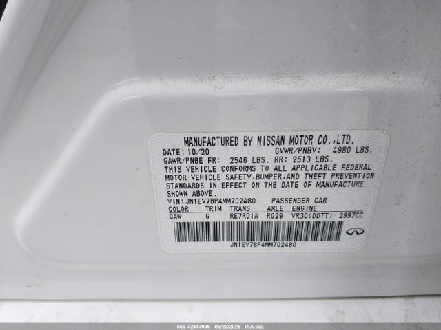 Infiniti 3.0l t 2021 JN1EV7BP4MM702480 Image 9