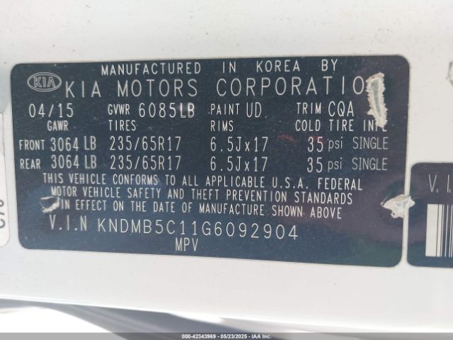 KNDMB5C11G6092904 KIA SEDONA LX