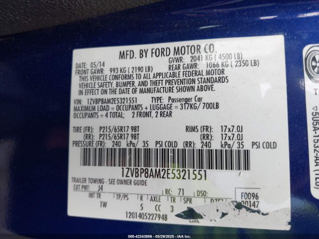 2014 FORD MUSTANG 1ZVBP8AM2E5321551 Photo 8