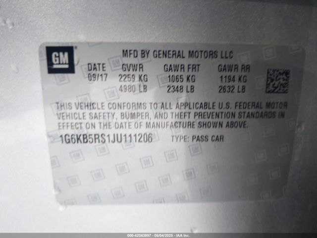 2018 CADILLAC CT6 1G6KB5RS1JU111206 Photo 8