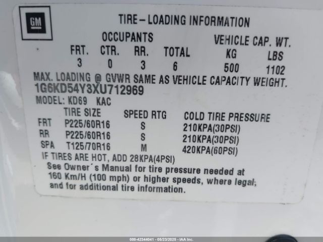 1999 CADILLAC DEVILLE 1G6KD54Y3XU712969 Photo 8