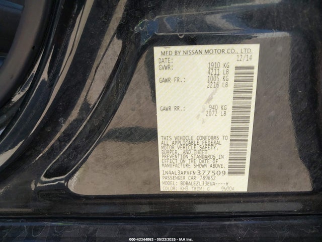 1N4AL3APXFN377509 Nissan Altima 2.5 S