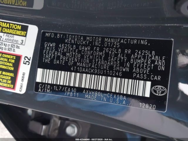4T1DAACK9SU110246 Toyota CAMRY SE