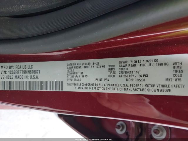 2021 RAM 1500 1C6SRFFT9MN676871 Photo 8