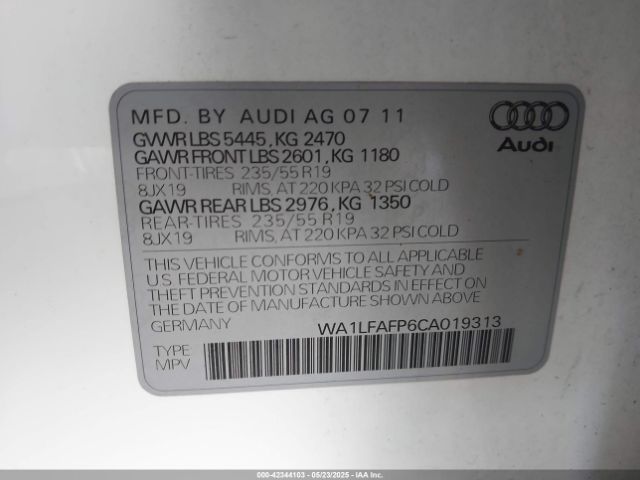 2012 AUDI Q5 WA1LFAFP6CA019313 Photo 8