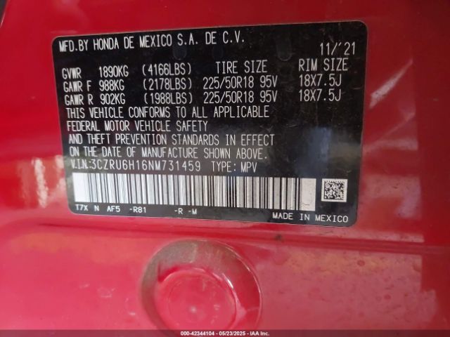 2022 HONDA HR-V 3CZRU6H16NM731459 Photo 8