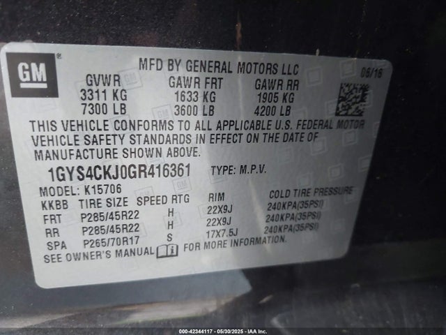 2016 CADILLAC ESCALADE 1GYS4CKJ0GR416361 Photo 8