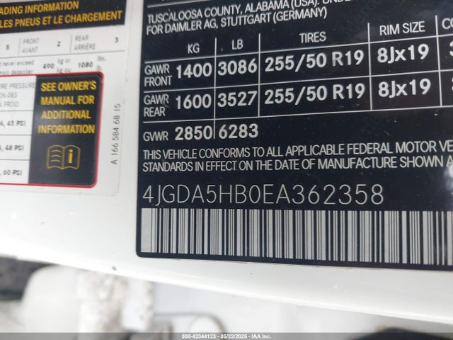 4JGDA5HB0EA362358 Mercedes-Benz Ml 350 4matic