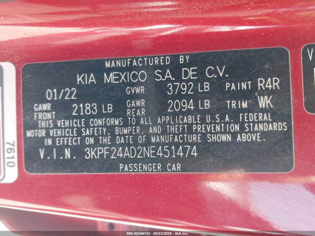 2022 KIA FORTE 3KPF24AD2NE451474 Photo 8