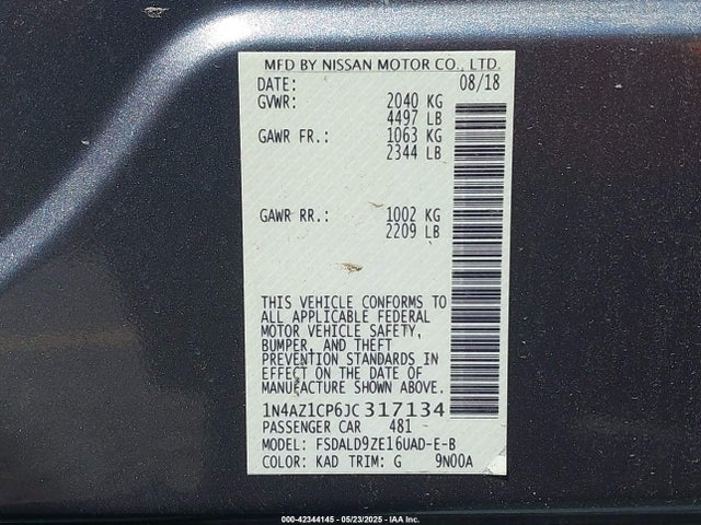 1N4AZ1CP6JC317134 Nissan 2018