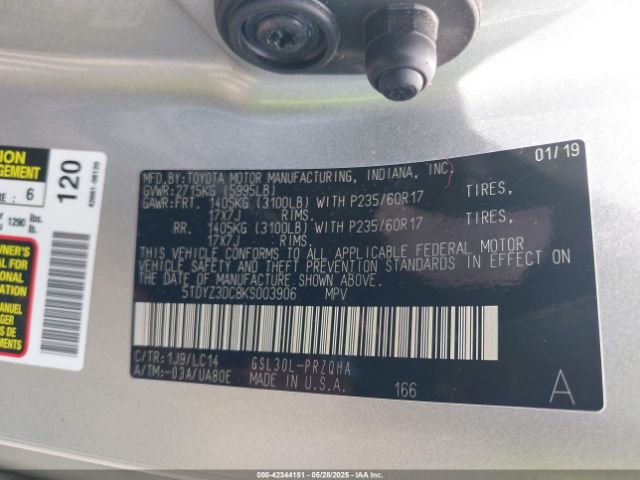 2019 TOYOTA SIENNA 5TDYZ3DC8KS003906 Photo 8
