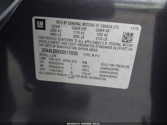 2GNALDEK8G6179295 Chevrolet lea - e85 max, aluminum