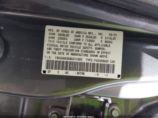 2008 ACURA TL 19UUA66268A011683 Photo 8