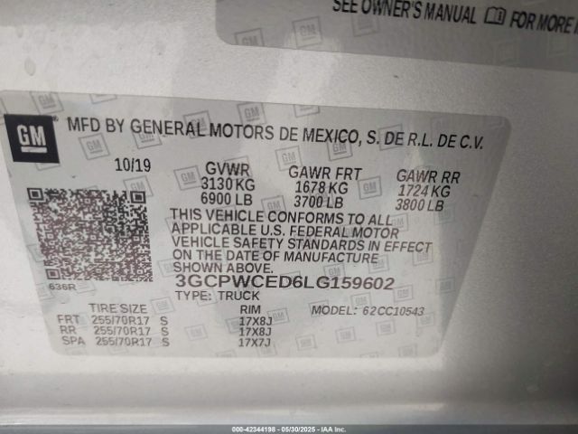 2020 CHEVROLET SILVERADO 1500 3GCPWCED6LG159602 Photo 8