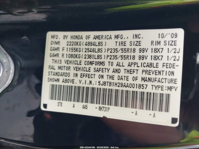 2010 ACURA RDX 5J8TB1H29AA001857 Photo 8