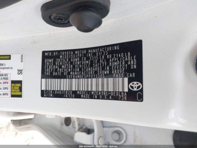 5YFB4MDE5PP013305 Toyota COROLLA LE