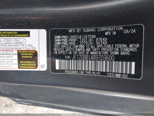 JF1ZDBB14R9703600 Subaru Brz Premium
