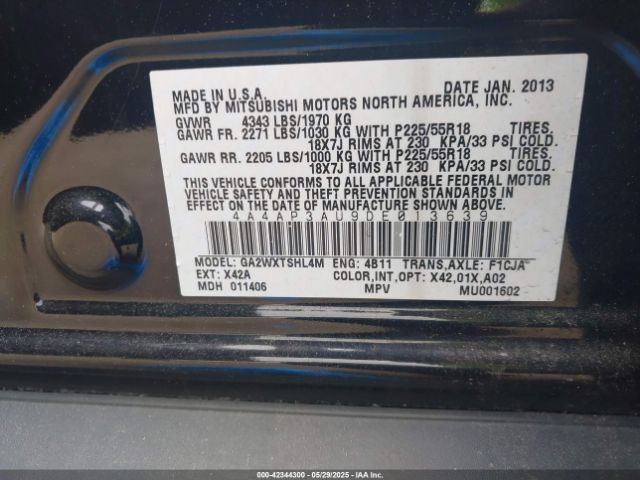 2013 MITSUBISHI OUTLANDER SPORT 4A4AP3AU9DE013639 Photo 9