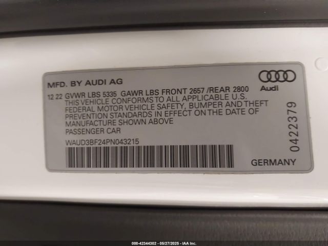 WAUD3BF24PN043215 Audi A6 Premium 45 Tfsi Quattro S Tronic