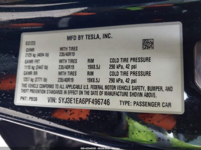 2023 TESLA MODEL 3 5YJ3E1EA6PF496746 Photo 8
