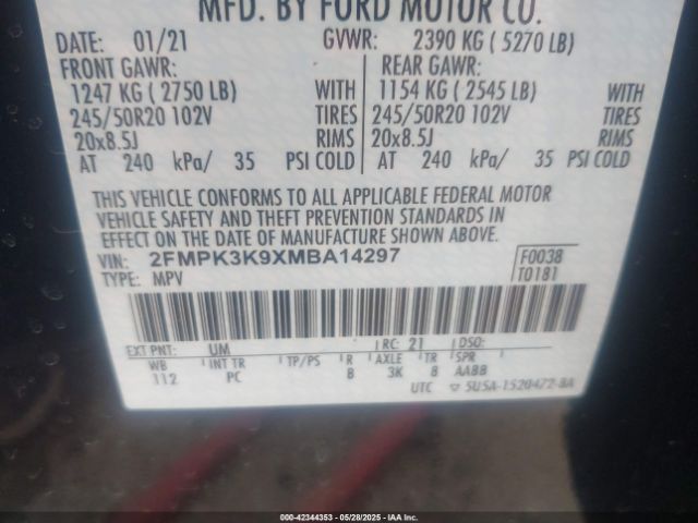 2021 FORD EDGE 2FMPK3K9XMBA14297 Photo 8