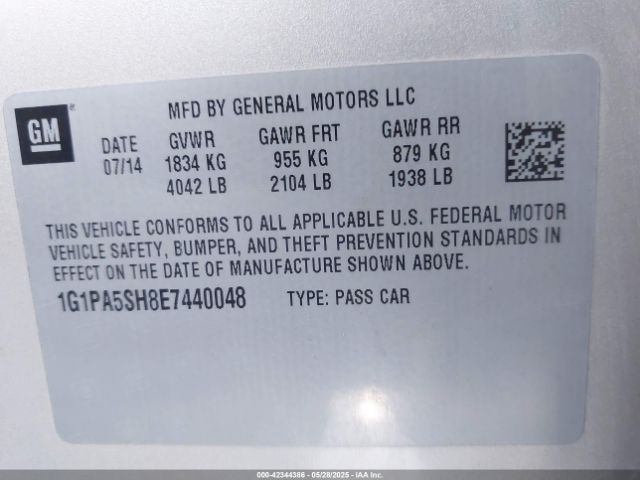 1G1PA5SH8E7440048 Chevrolet Cruze Ls Auto