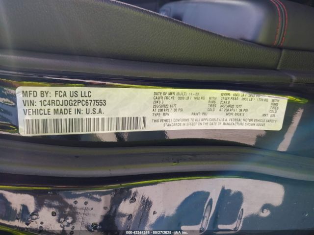 1C4RDJDG2PC677553 Dodge Durango Gt Plus Awd