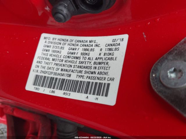 2HGFC2F59JH541708 Honda Civic Lx