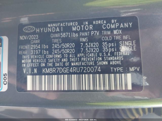 KM8R7DGE4RU720074 Hyundai Palisade Calligraphy