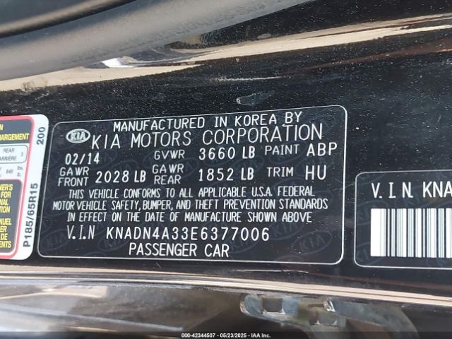 KNADN4A33E6377006 KIA RIO EX