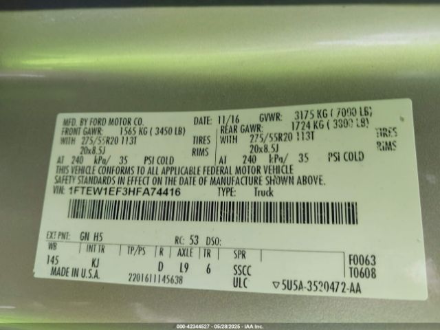 1FTEW1EF3HFA74416 Ford 5.0l-4v